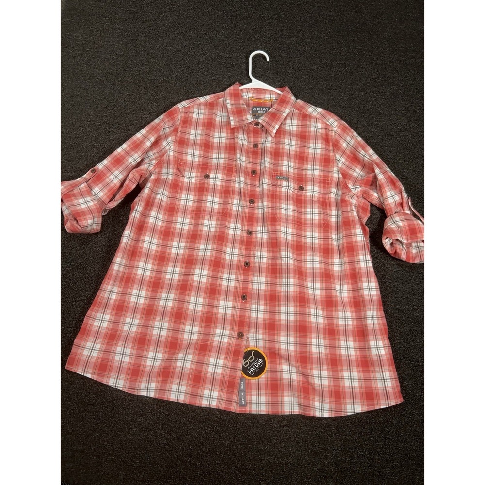 New Ariat Rebar Shirt Womens 2X Long Sleeve Plaid Workwear Button Up